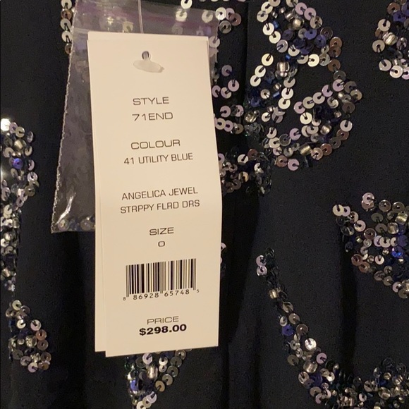 Angelica Jeweled Strappy Flared French Connection Dress, Navy, Size 2, NWT - Picture 3 of 3